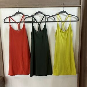 Outdoor Voices Exercise Dresses Bundle-Salmon Pink/Forest Green/Electric Yellow